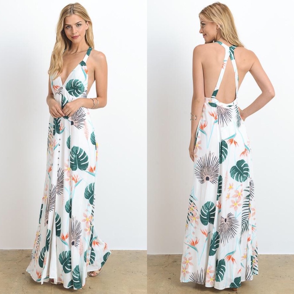 🎉HP🎉Tropical Palm Leaves Maxi Dress - Picture 3 of 6